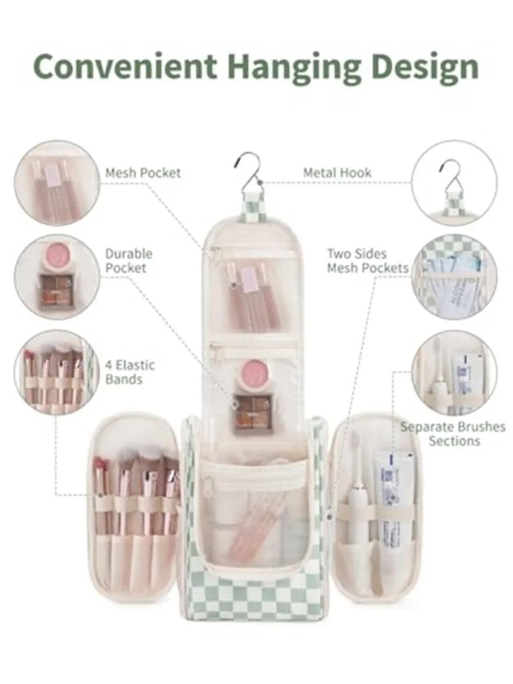 Hanging Toiletry Bag Travel Organizer Makeup Cosmetic Bag Water Resistant Case